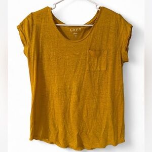 LOFT Mustard Linen Short Sleeve Tee